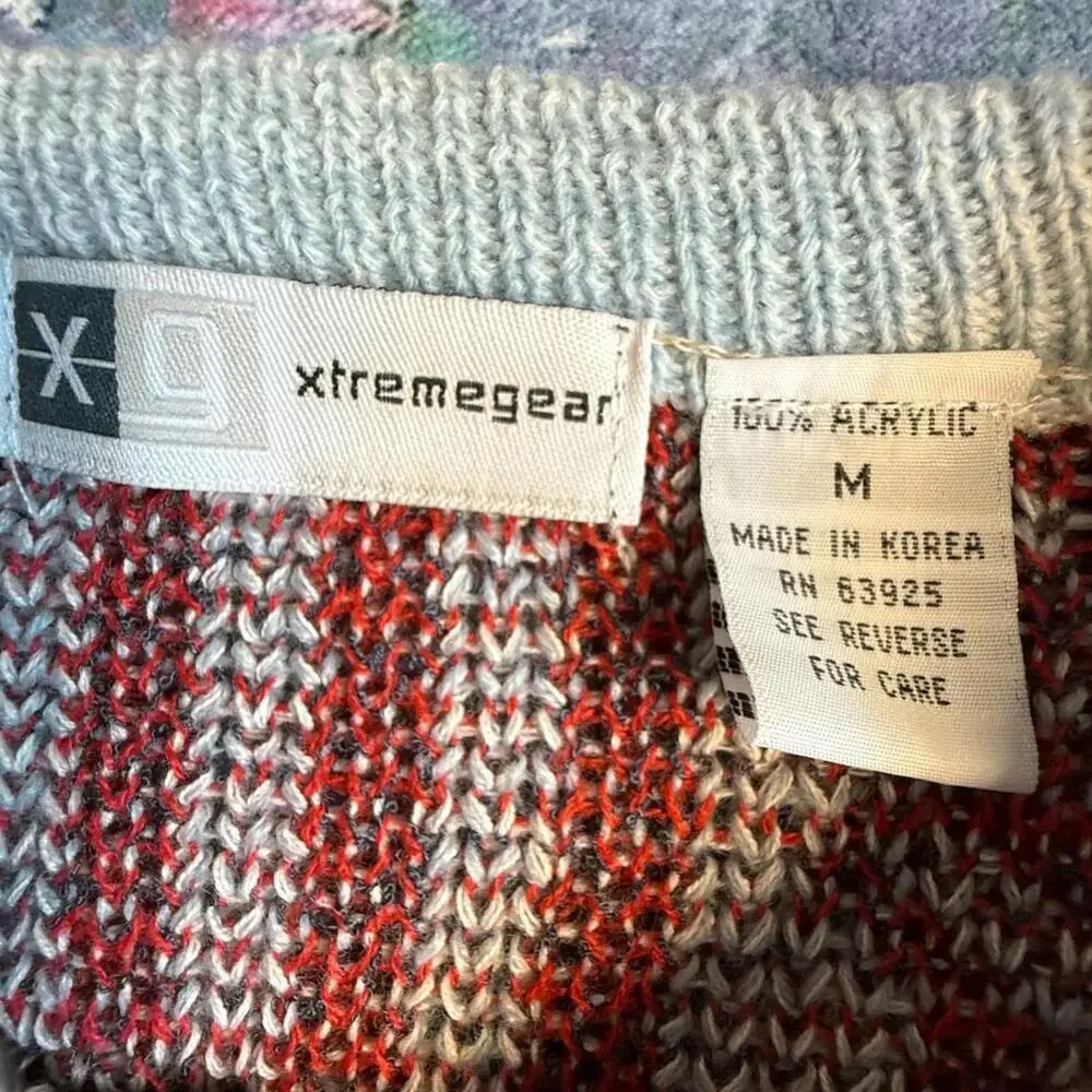 Xtreme Gear Vintage Geometric Patchwork Sweater M Korea 80s 90s Bold Knit